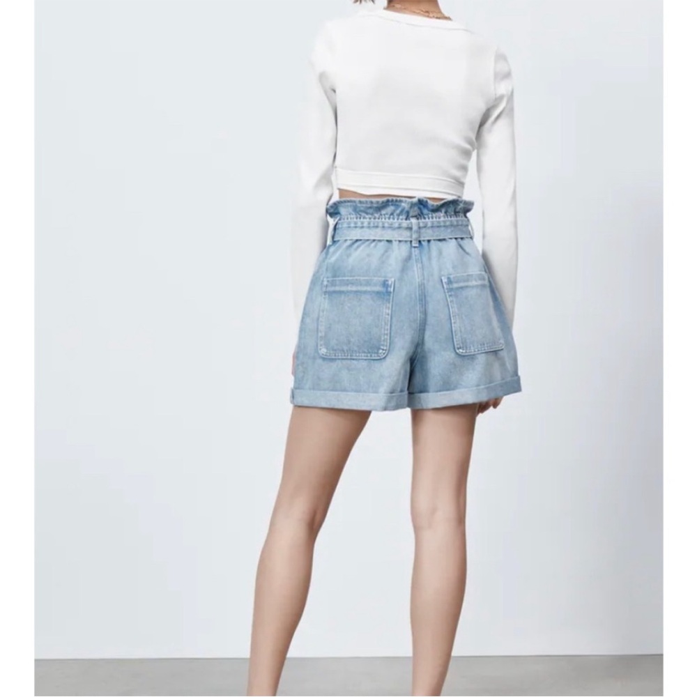 Zara Denim Paperbag Shorts - Picture 7 of 7